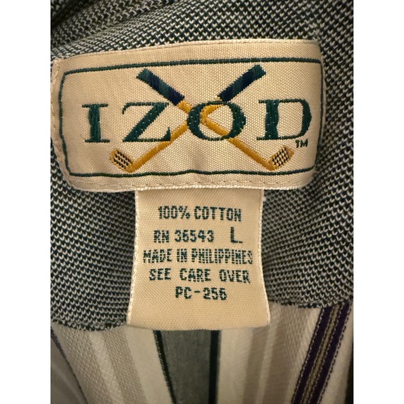 IZOD Golf Polo Shirt Mens Large Striped Short Sleeve Golf Casual Size Large - Picture 6 of 6